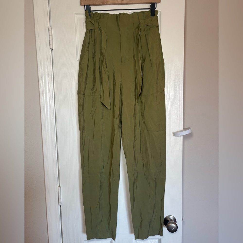 Scotch & Soda Olive Paperbag Waist Tapered Pants Girls 16